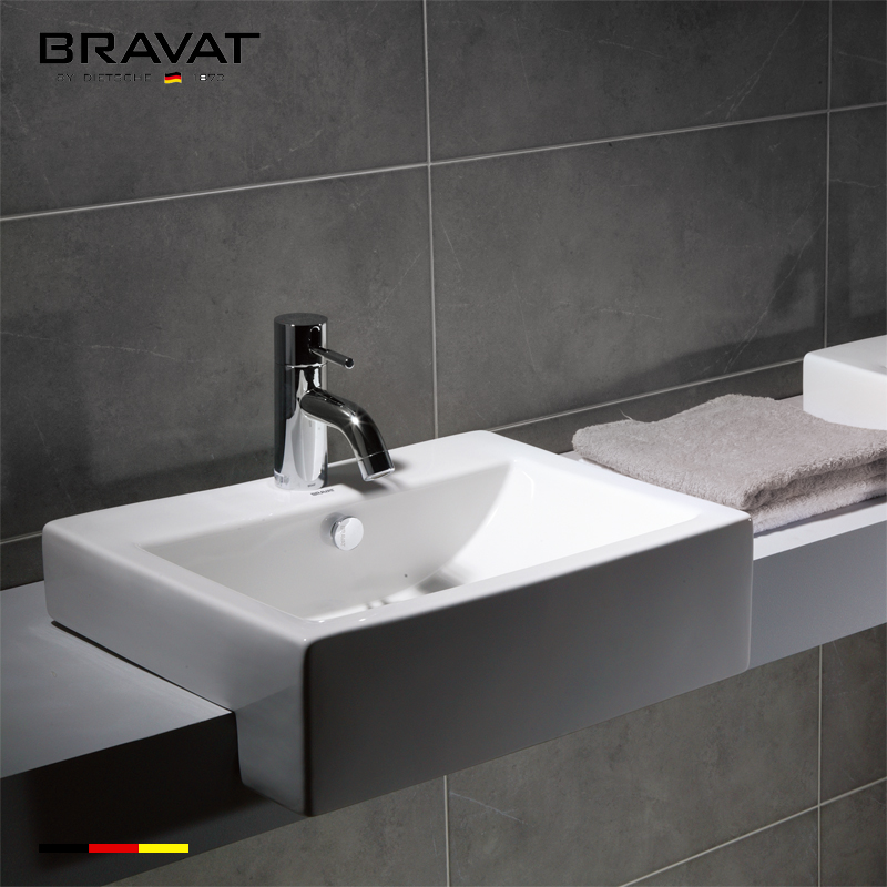 Lavabo bán âm vuông Bravat
