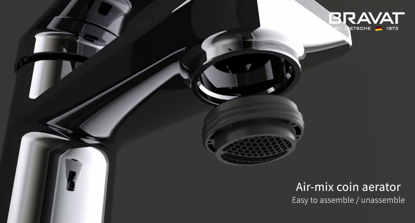Vòi chậu Bravat sử dụng aerator của hãng NEOPERL